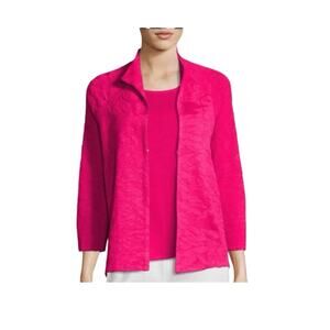 Missok Hot Pink Textured Blazer Cardigan Sweater Jacket Size 1X